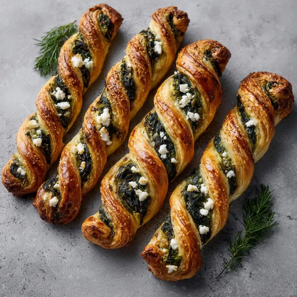 Spinach and Feta Puff Pastry Twists Recipe - Recipe Image