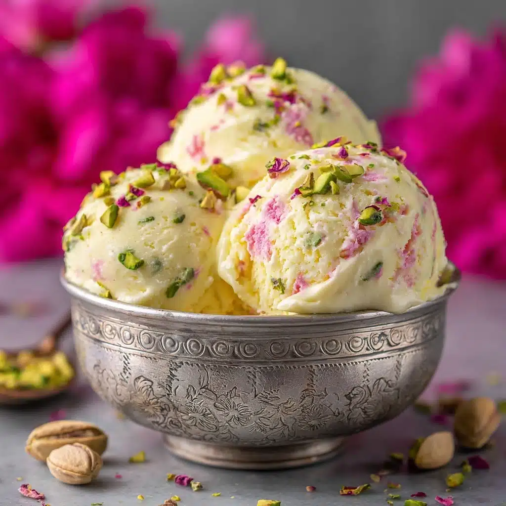Rose Pistachio Cheesecake Ice Cream Recipe - Recipe Image