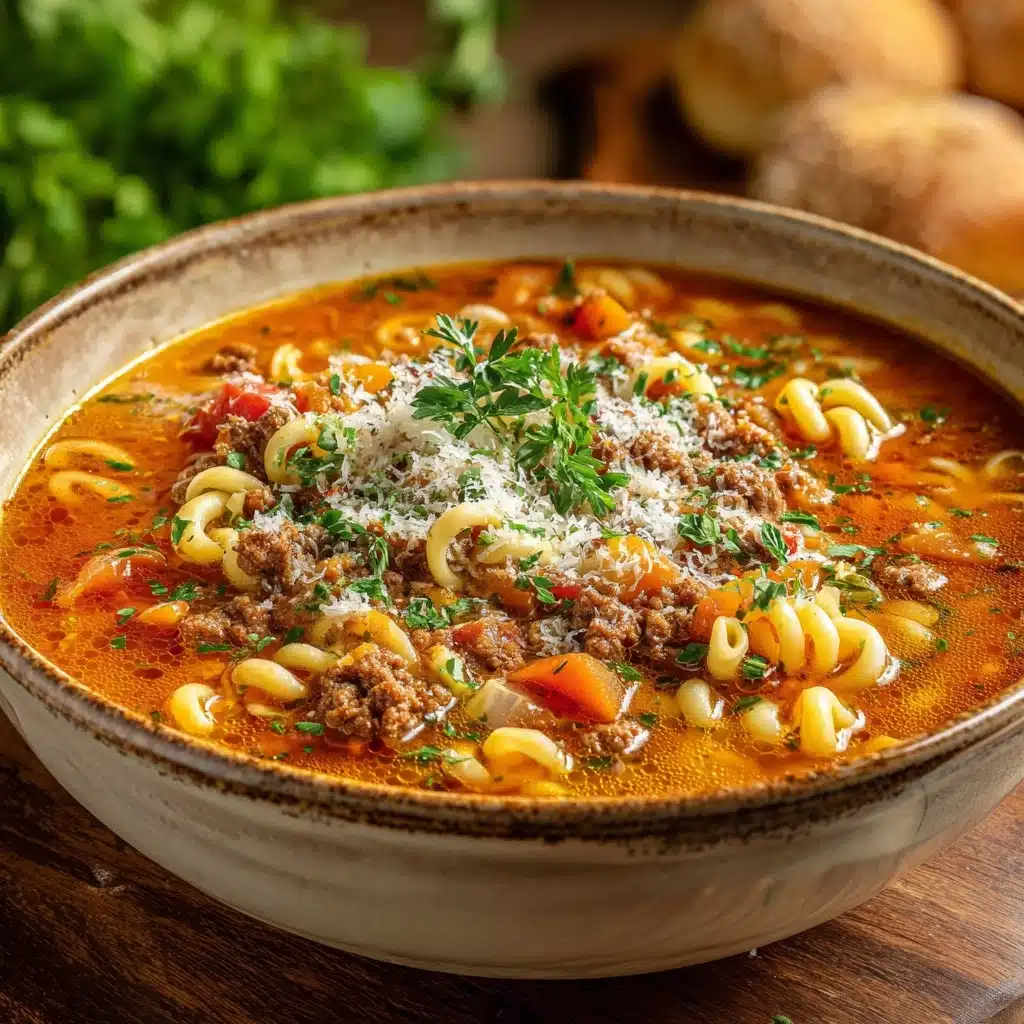 Beef & Tomato Macaroni Soup Recipe - Recipe Image
