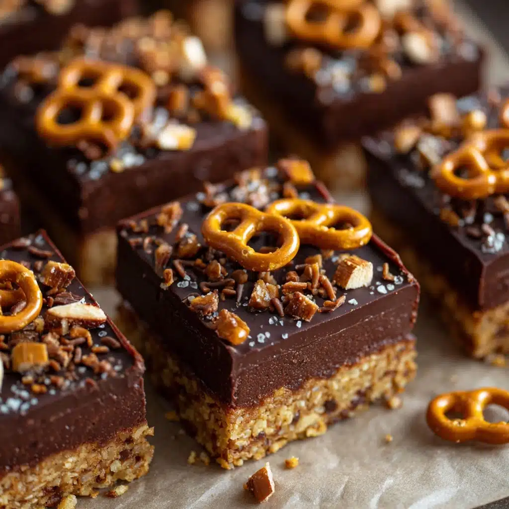 Chocolate Caramel Peanut Butter Pretzel Bars Recipe - Recipe Image