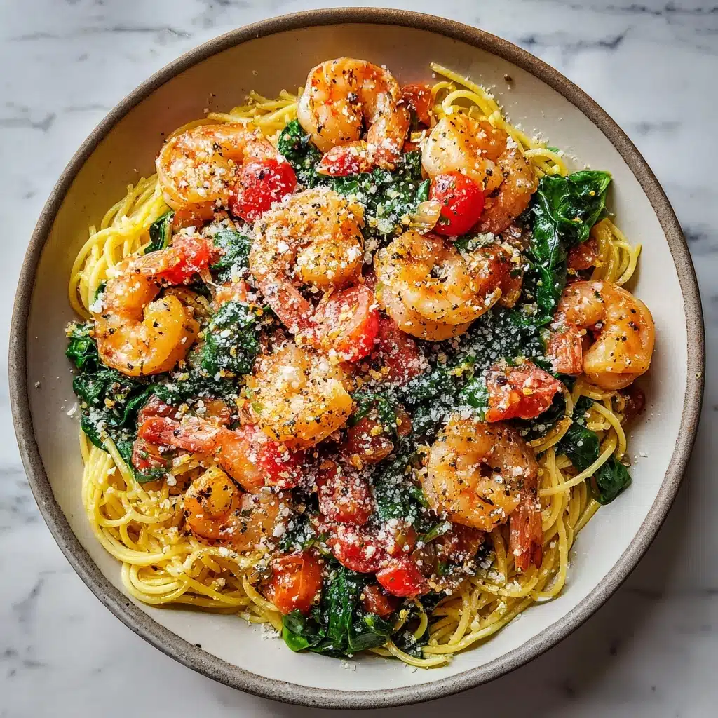 Tomato Spinach Shrimp Pasta Recipe - Recipe Image
