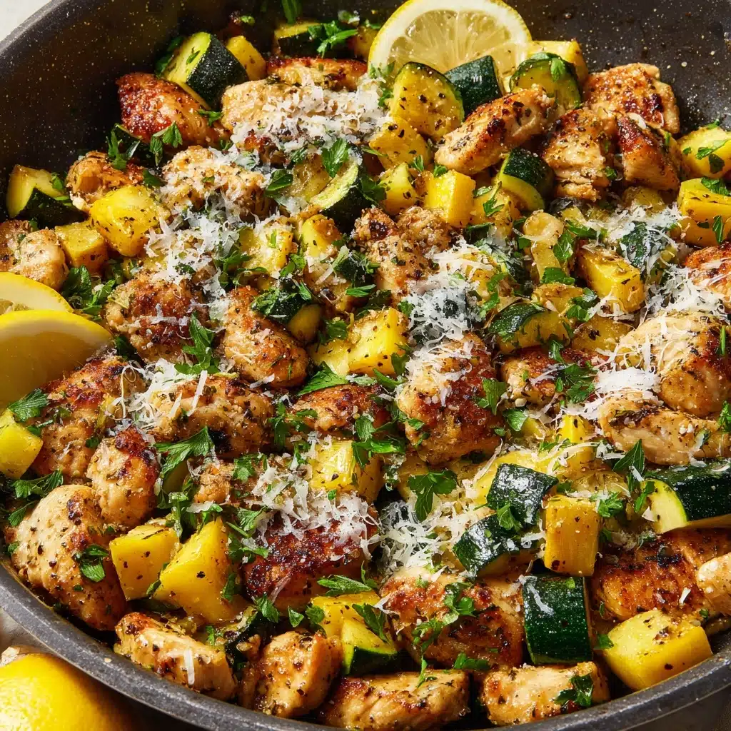 Skillet Lemon Parmesan Chicken with Zucchini and Squash Recipe - Recipe Image
