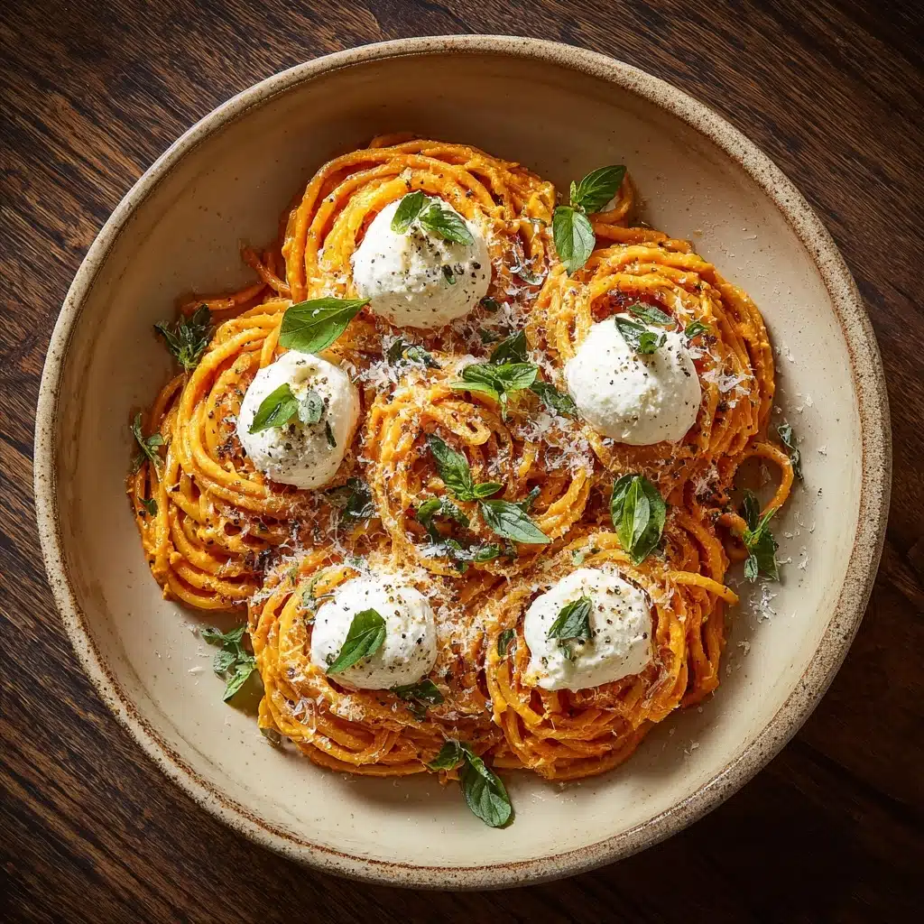 Creamy Red Pepper Pasta with Burrata & Herbs: An Incredible Ultimate Recipe - Recipe Image