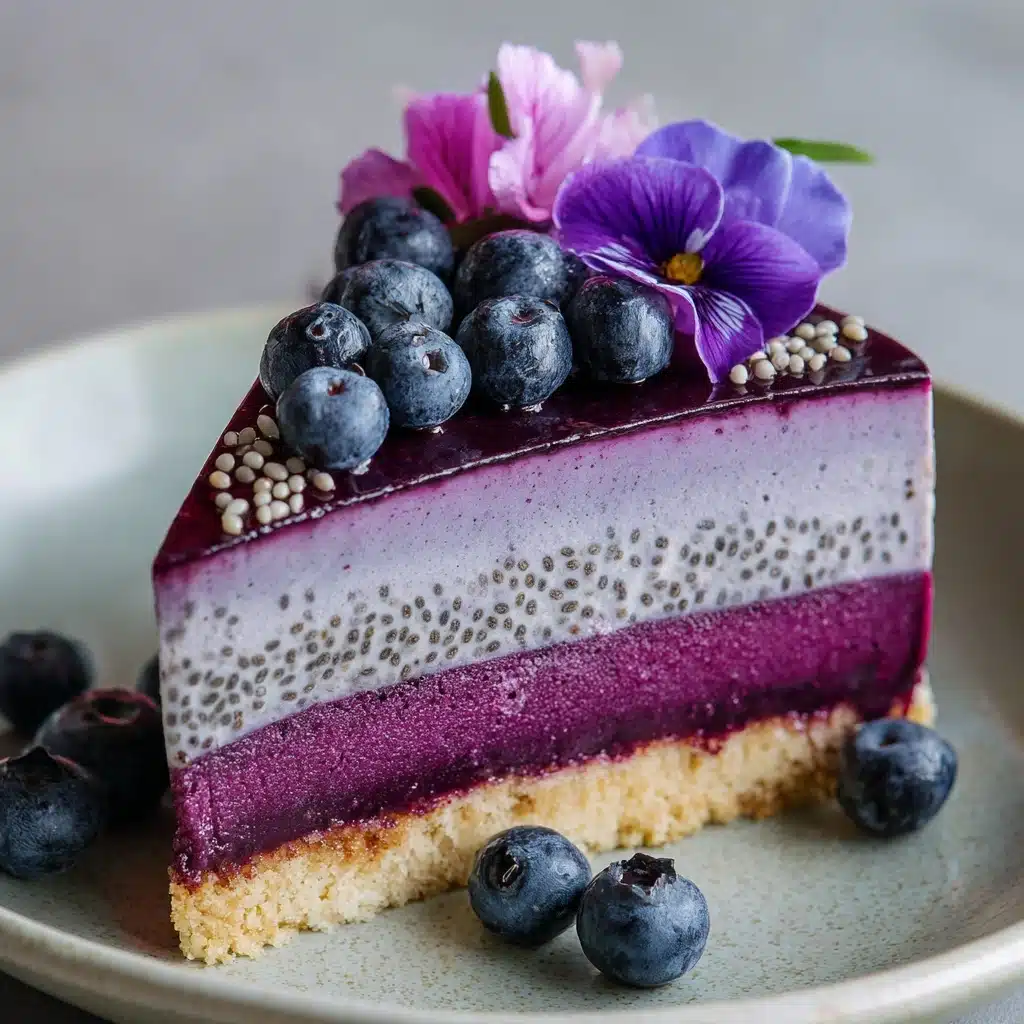 No-Bake Plant-Based Vegan Blueberry Chia Seed Pie Recipe - Recipe Image