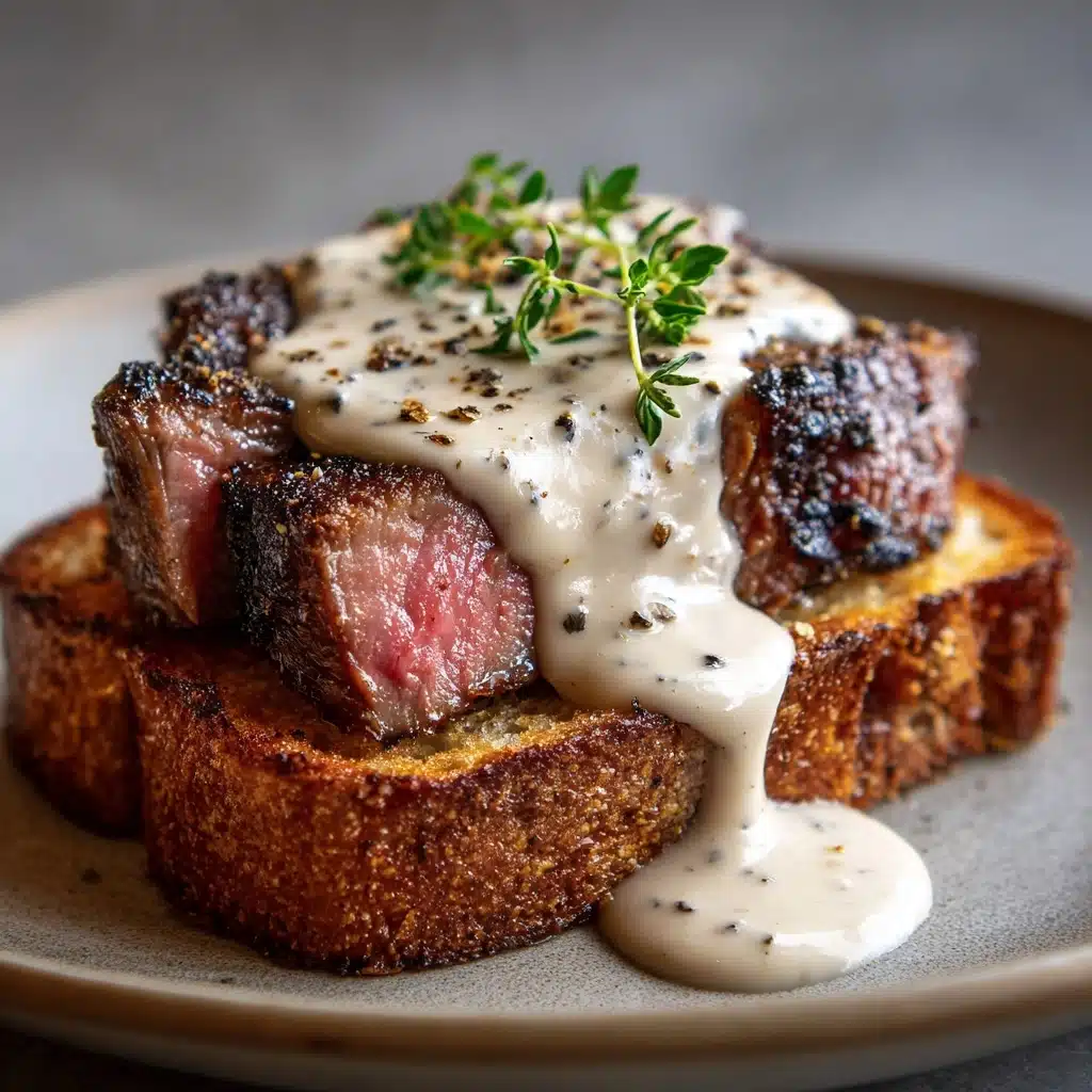 Beef Tenderloin Crostini with Parmesan Cream Sauce Recipe - Recipe Image