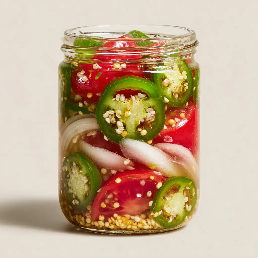 Pickled Green Tomatoes, Onions, and Peppers Recipe - Recipe Image