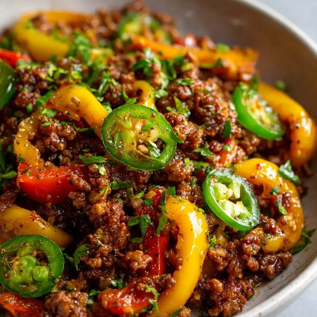 Spicy Jalapeño Popper Mediterranean Ground Beef Stir Fry Recipe - Recipe Image