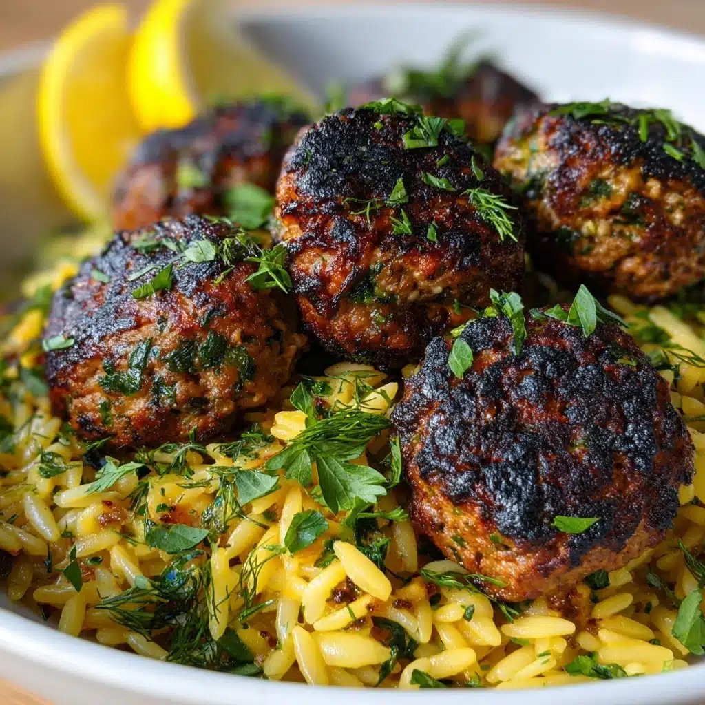 Greek Chicken Meatballs with Lemon Orzo Recipe - Recipe Image