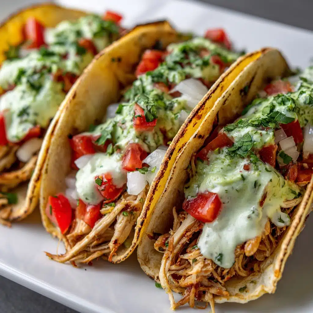 Shredded Chicken Tacos with Creamy Chimichurri Sauce Recipe - Recipe Image