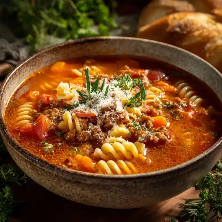 Beef & Tomato Macaroni Soup Recipe