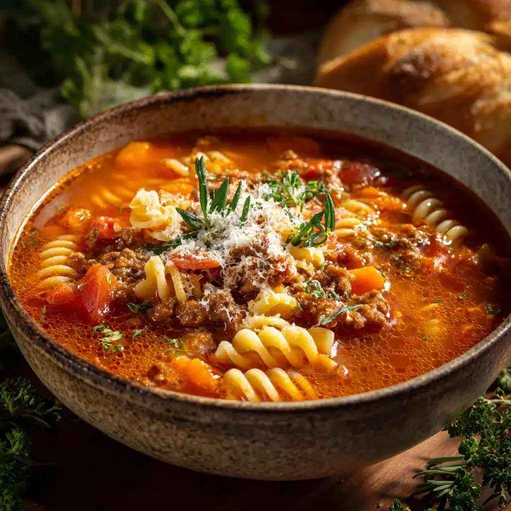 Beef & Tomato Macaroni Soup Recipe - Recipe Image