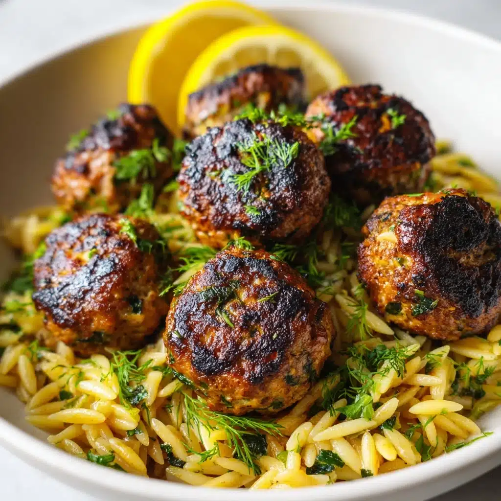 Greek Chicken Meatballs with Lemon Orzo Recipe