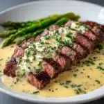 Juicy Steak with Creamy Garlic Sauce Recipe