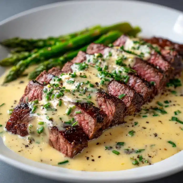 Juicy Steak with Creamy Garlic Sauce Recipe