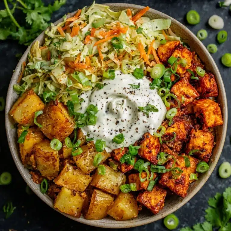 Buffalo Bites Bowl with Crispy Potatoes & Shaved Brussels Recipe
