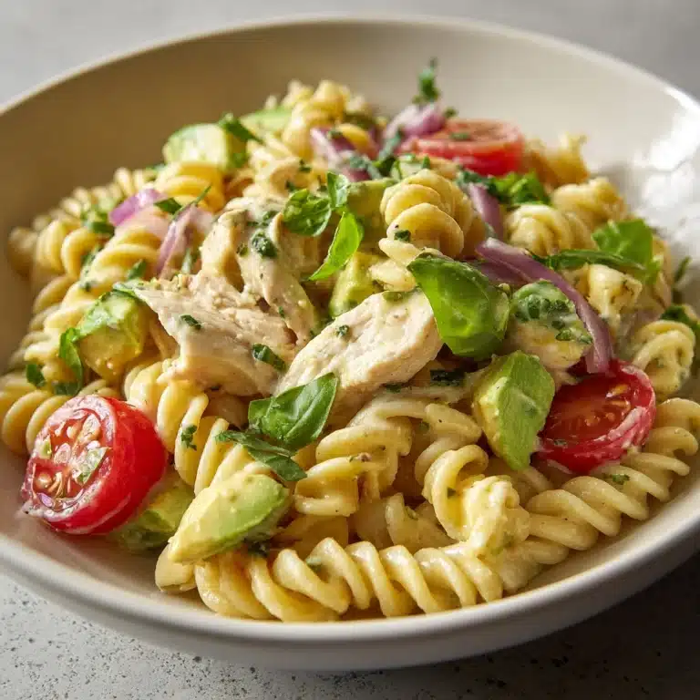 Healthy Chicken Pasta Salad with Avocado, Tomato Recipe