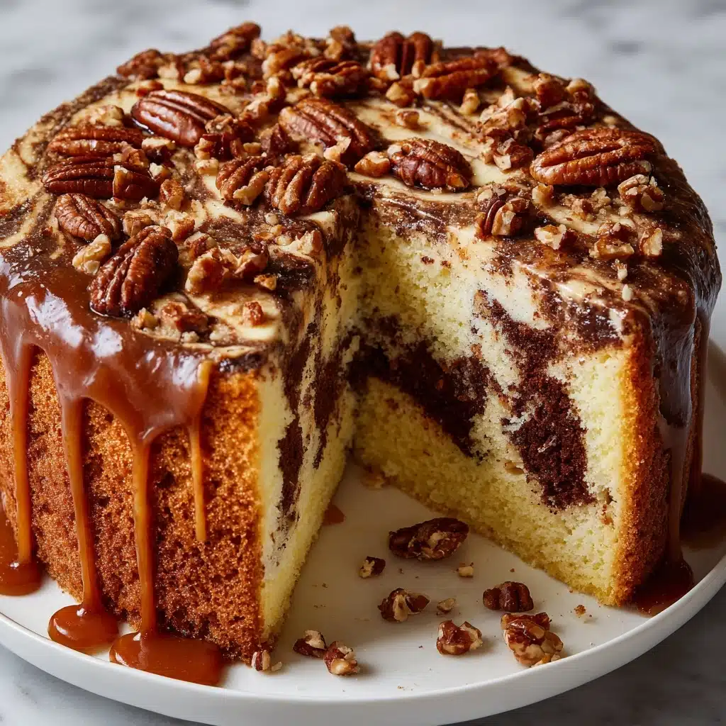 Pecan Caramel Cinnamon Roll Cream Cheese Pound Cake Recipe - Recipe Image