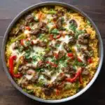 One Pan Steak Fajita and Rice Skillet Recipe