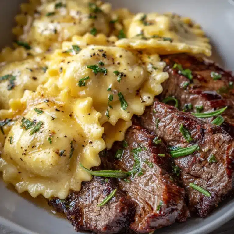 One-Skillet Garlic Butter Steak & Cheese Ravioli Recipe