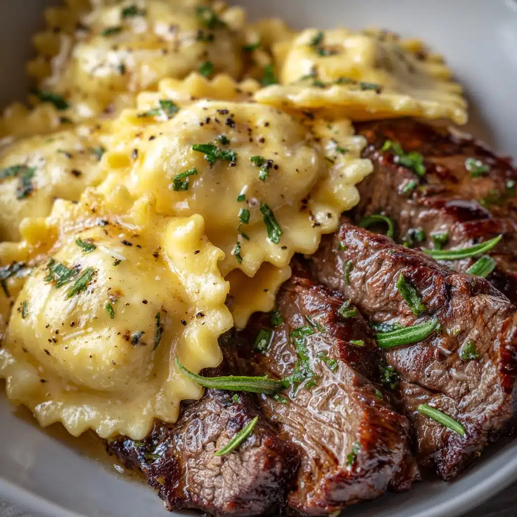 One-Skillet Garlic Butter Steak & Cheese Ravioli Recipe