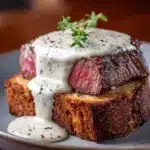Beef Tenderloin Crostini with Parmesan Cream Sauce Recipe