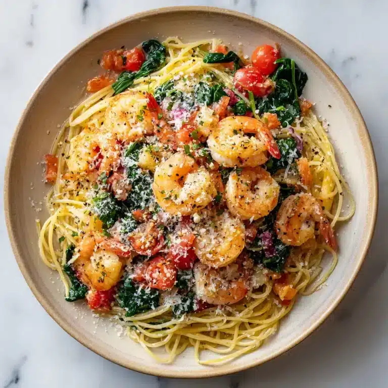 Tomato Spinach Shrimp Pasta Recipe