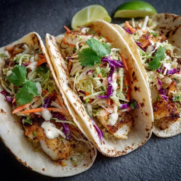 Crispy Fish Tacos with Cilantro Lime Slaw Recipe