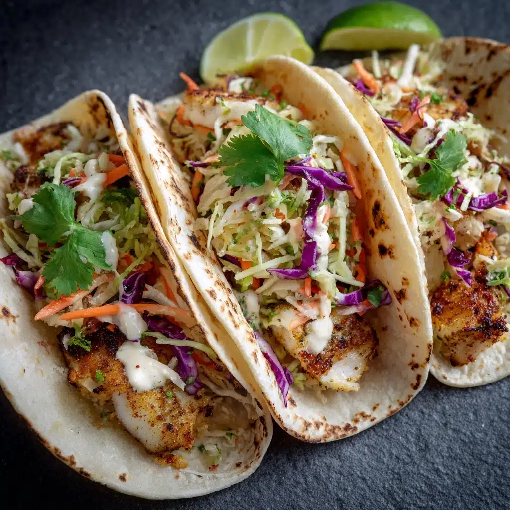 Crispy Fish Tacos with Cilantro Lime Slaw Recipe - Recipe Image