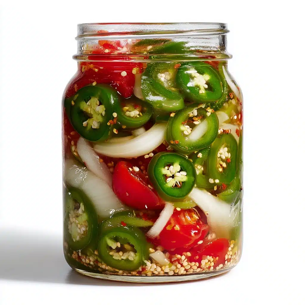 Pickled Green Tomatoes, Onions, and Peppers Recipe - Recipe Image