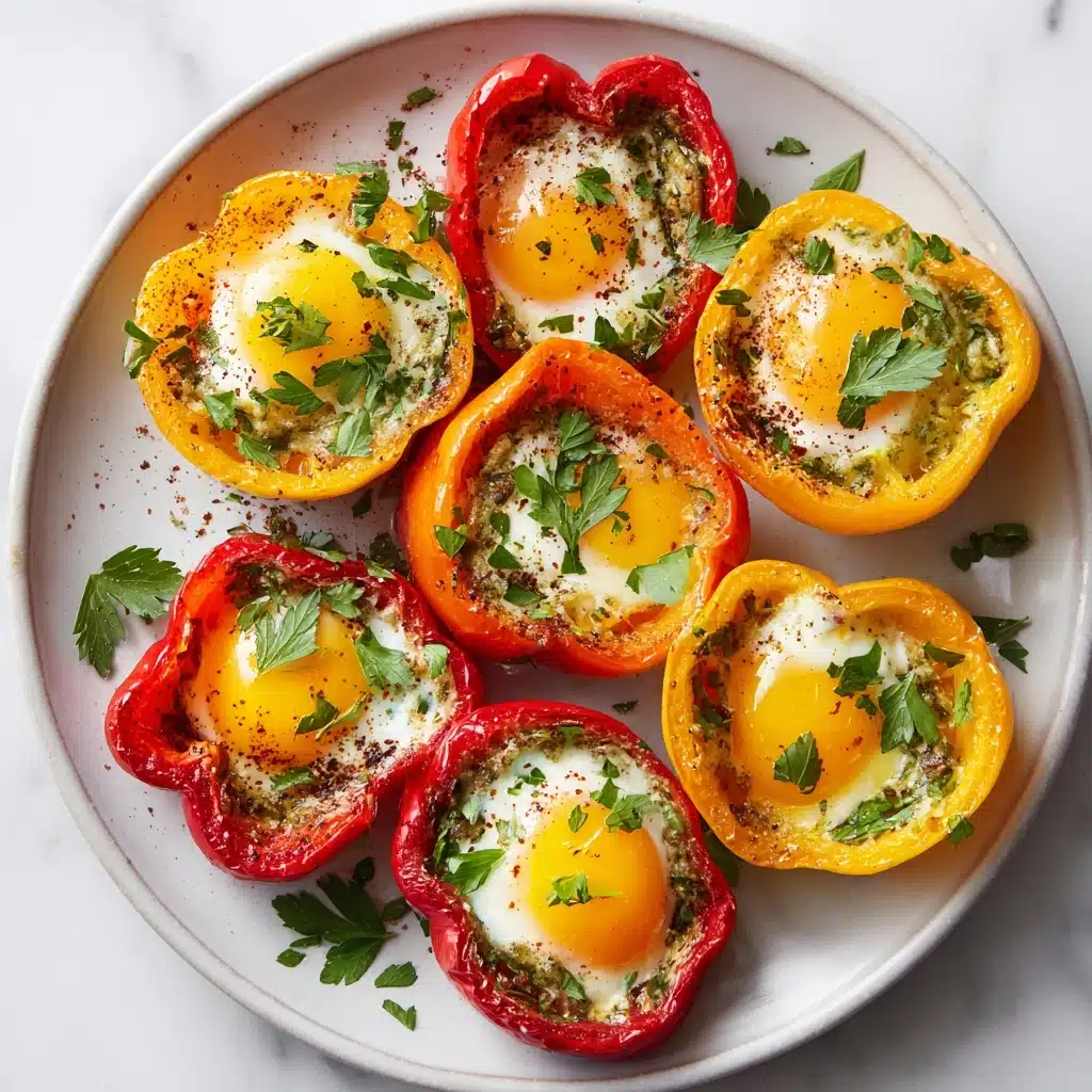 Baked Eggs in Bell Pepper Rings Recipe - Recipe Image