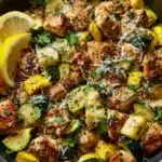 Skillet Lemon Parmesan Chicken with Zucchini and Squash Recipe