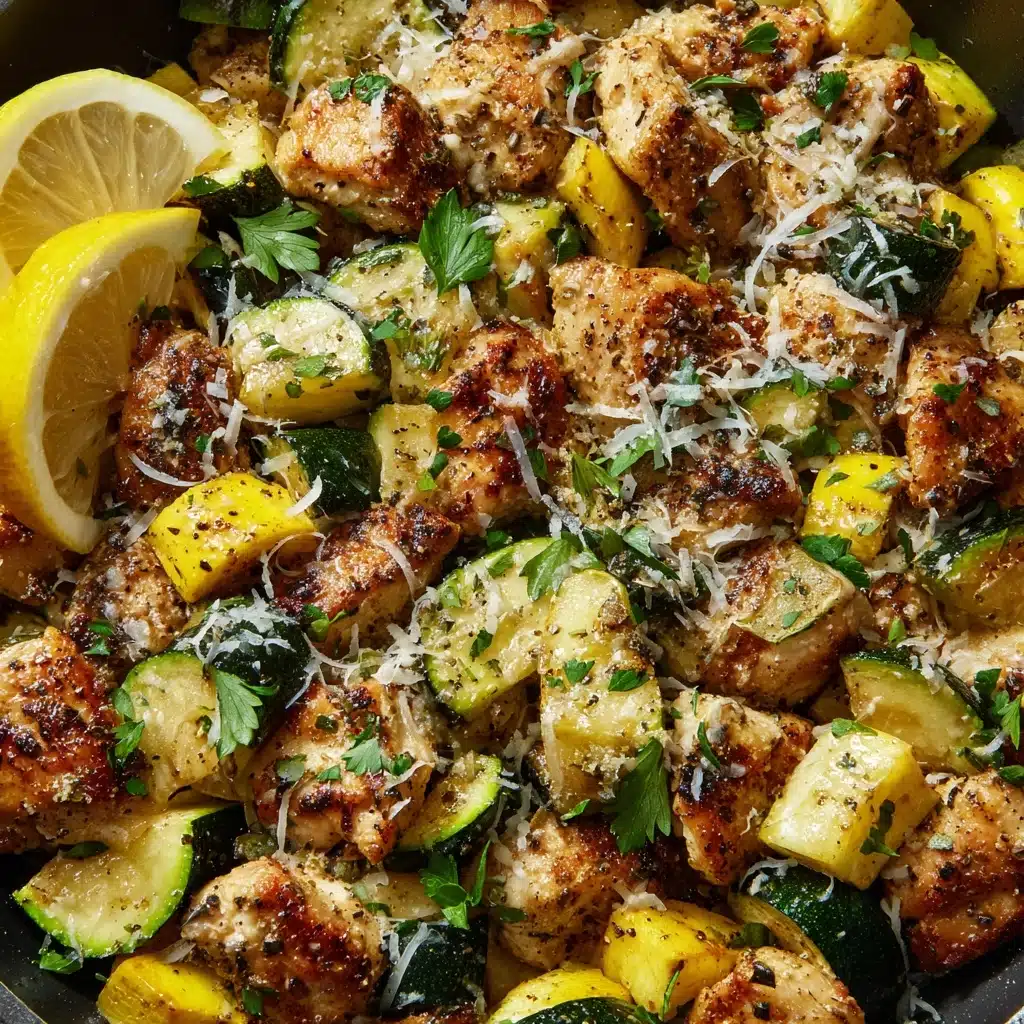 Skillet Lemon Parmesan Chicken with Zucchini and Squash Recipe