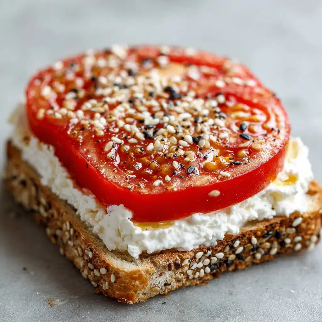 Ricotta & Tomato Toast with Sesame Seeds & Olive Oil Recipe - Recipe Image