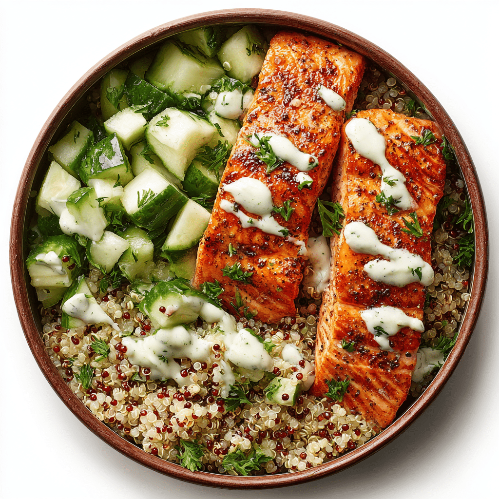 Honey Harissa Salmon Quinoa Bowls Recipe - Recipe Image