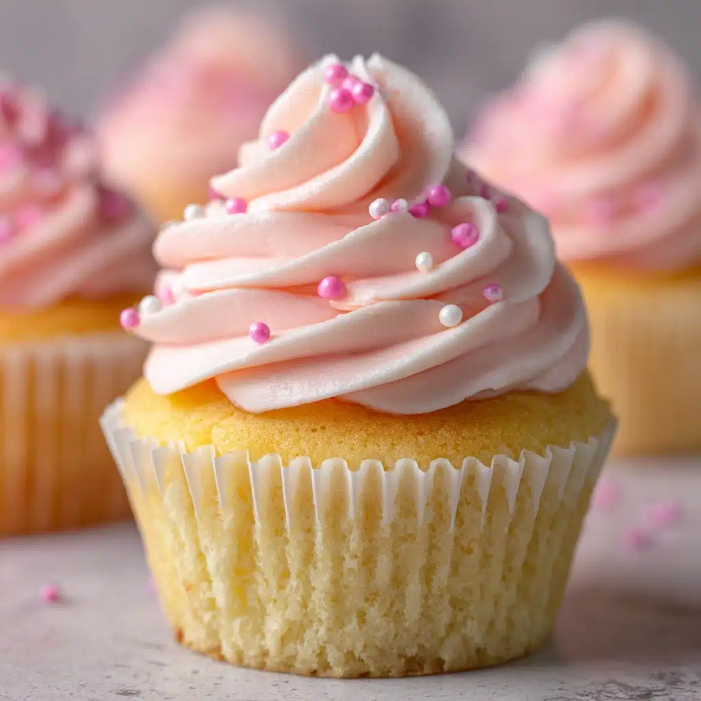 Pink Velvet Cupcakes with Vanilla Buttercream Frosting Recipe - Recipe Image