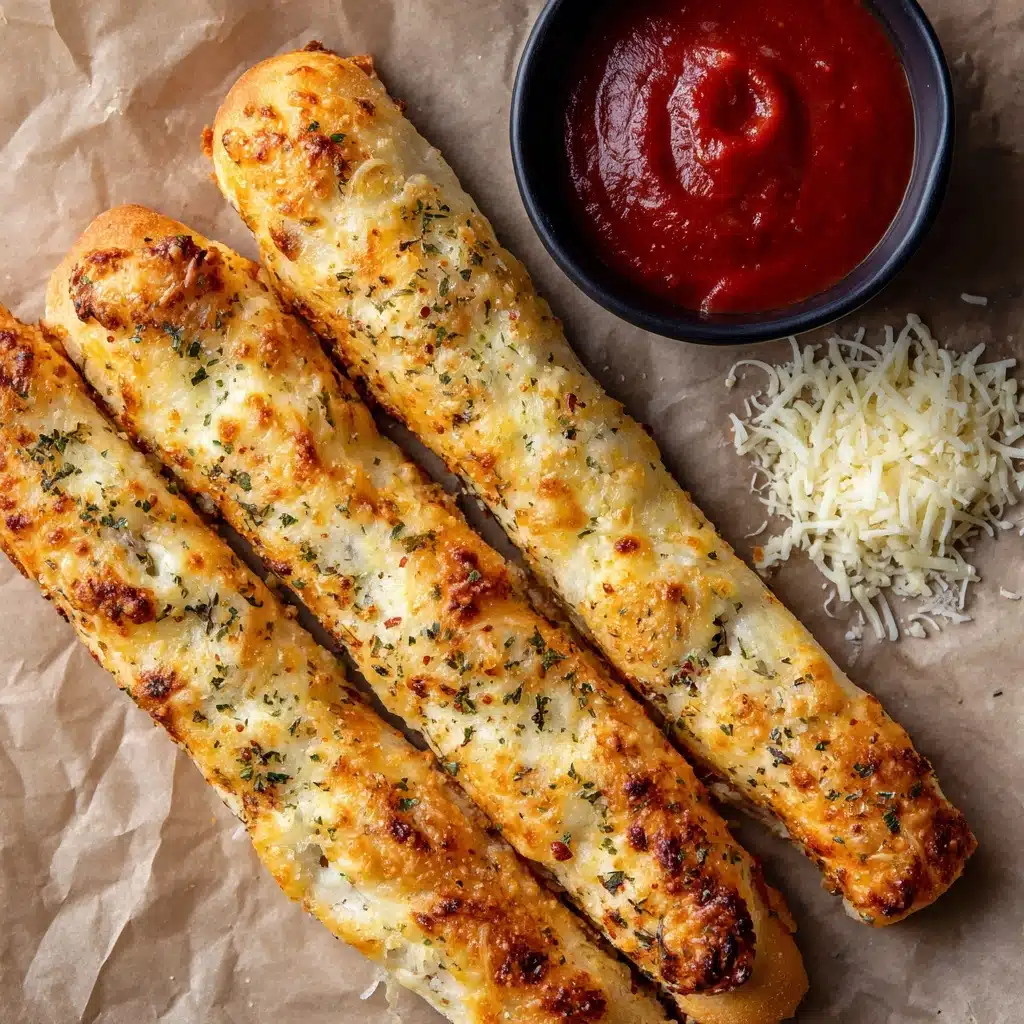 Cheesy Garlic Breadsticks with Marinara Dip Recipe - Recipe Image