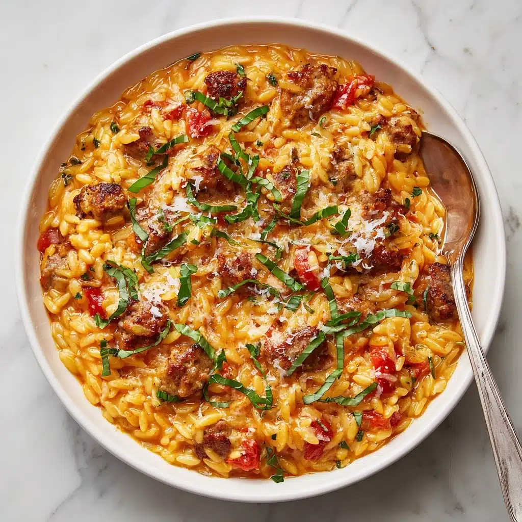Ground Beef Orzo with Tomato Cream Sauce Recipe - Recipe Image