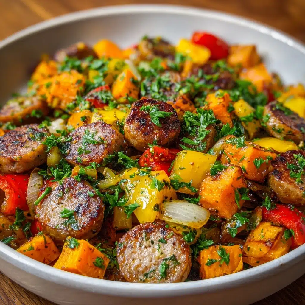 Sausage and Sweet Potatoes with Honey Garlic Sauce Recipe - Recipe Image