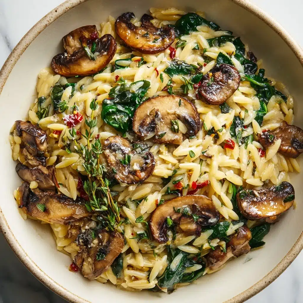 Creamy Spinach and Mushroom Orzo Recipe - Recipe Image