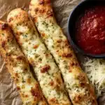Cheesy Garlic Breadsticks with Marinara Dip Recipe