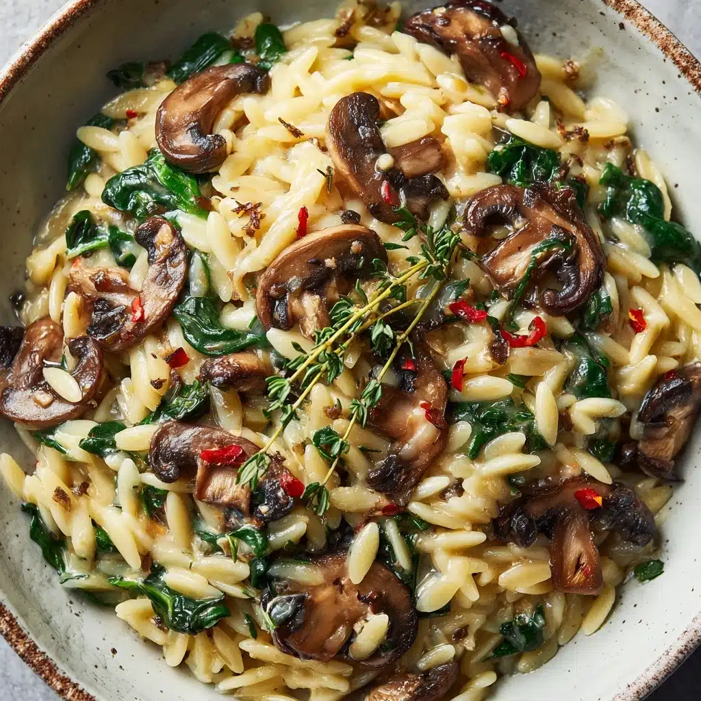 Creamy Spinach and Mushroom Orzo Recipe - Recipe Image