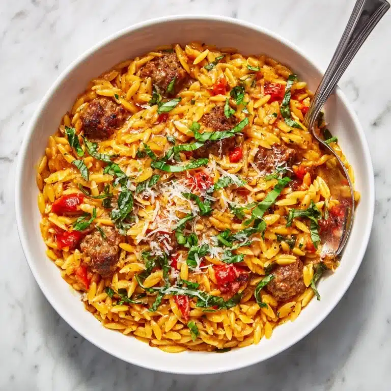 Ground Beef Orzo with Tomato Cream Sauce Recipe