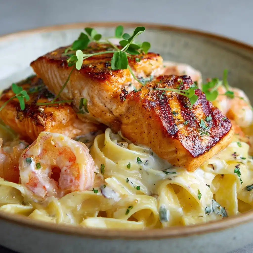 Salmon and Shrimp Alfredo with a Twist Recipe - Recipe Image