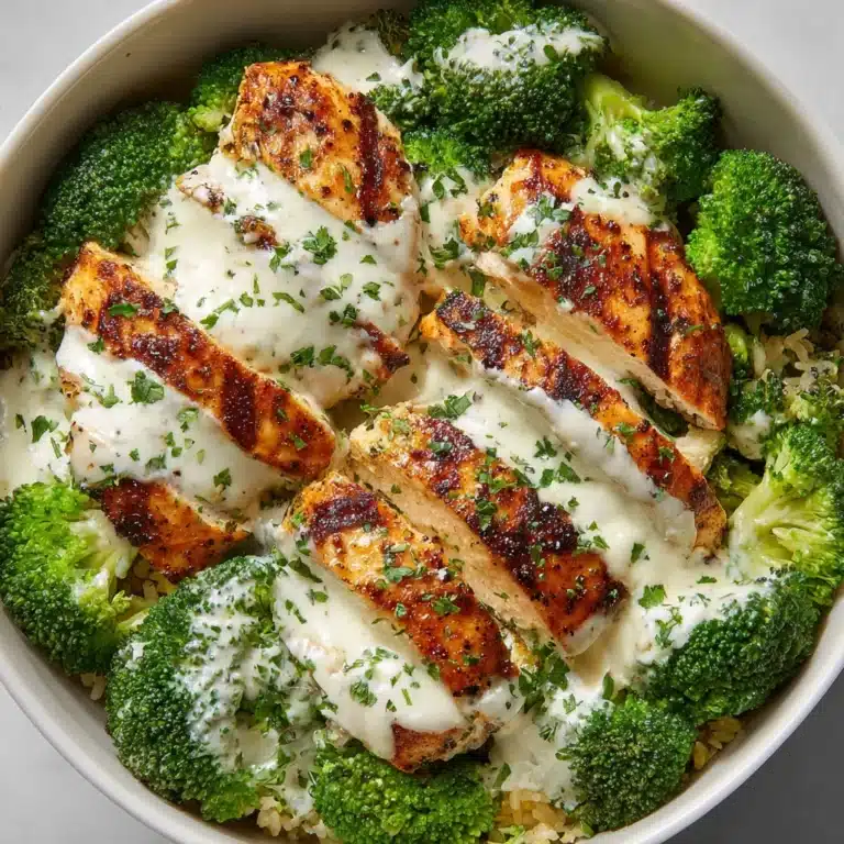Grilled Chicken Broccoli Bowls with Creamy Garlic Sauce Recipe