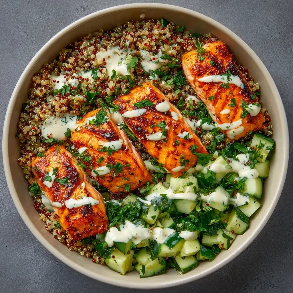 Honey Harissa Salmon Quinoa Bowls Recipe - Recipe Image