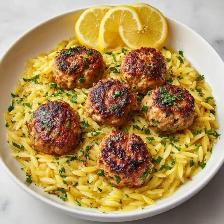 Greek Chicken Meatballs with Lemon Orzo Recipe