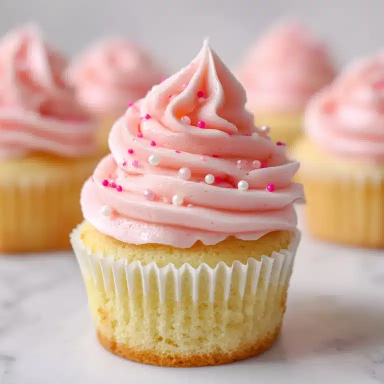 Pink Velvet Cupcakes with Vanilla Buttercream Frosting Recipe