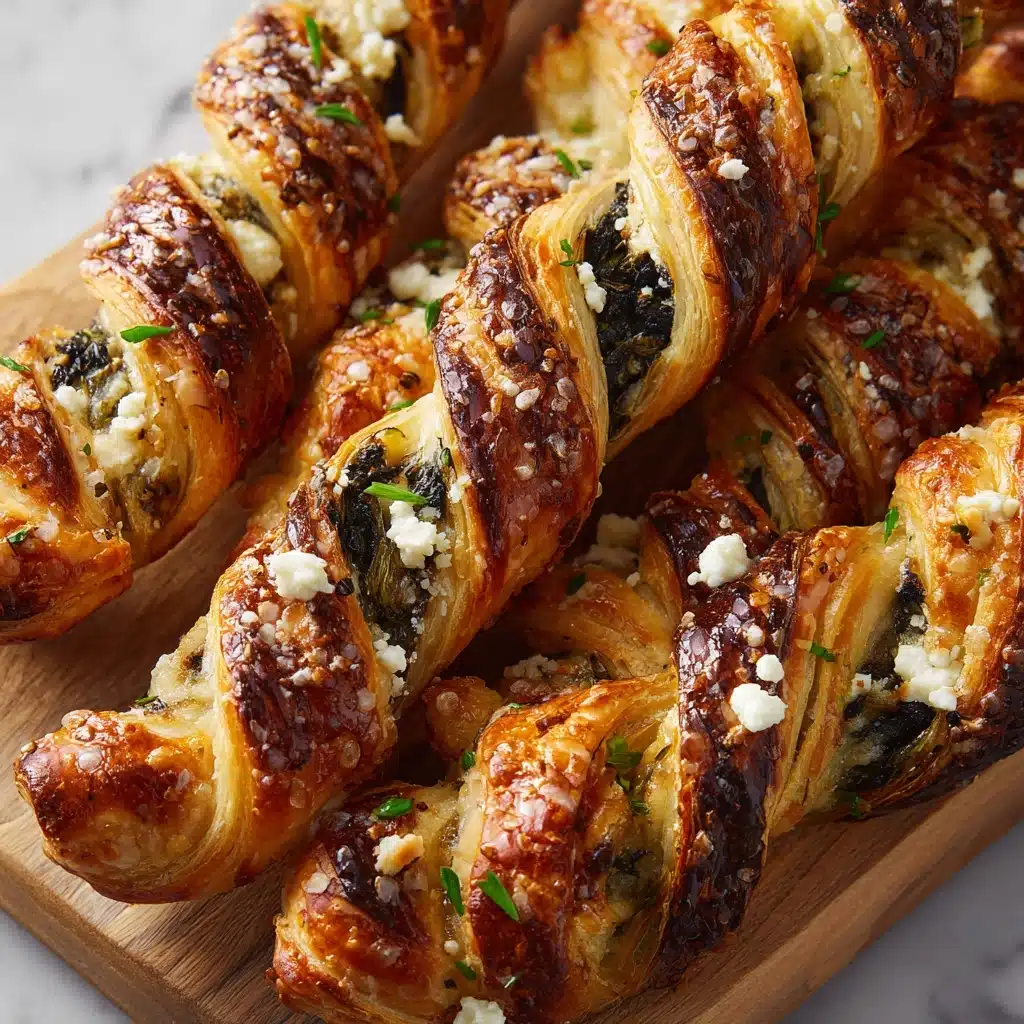 Spinach and Feta Puff Pastry Twists Recipe - Recipe Image