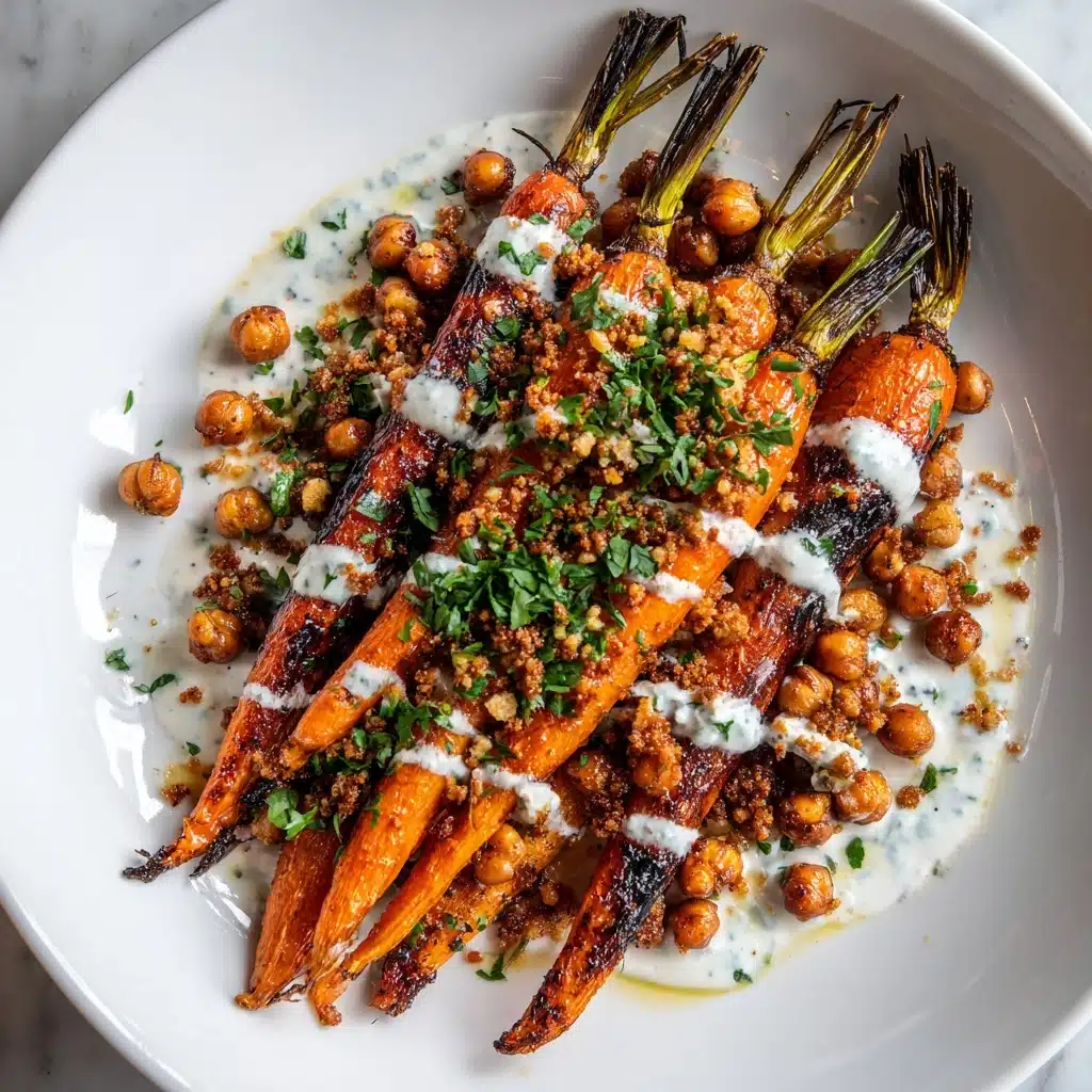 Spicy Maple Roast Carrots with Crispy Chickpeas and Yogurt Sauce Recipe