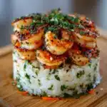Garlic Butter Shrimp and Rice Stack Recipe